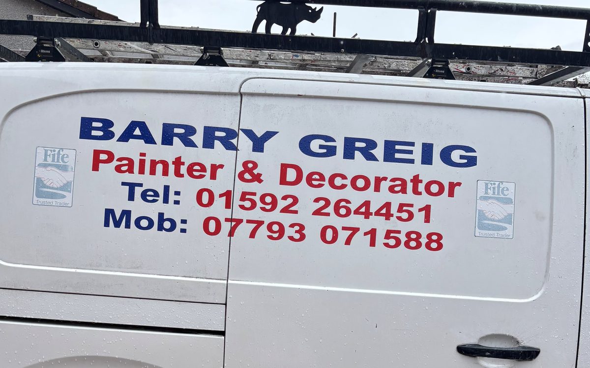 The signwritten van of Barry Greig Painting and Decorating Services in Kirkcaldy, Fife Trusted Trader member