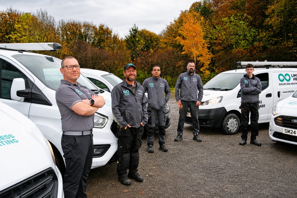 The Limitless Heating team with their vans in Dalkeith, East Lothian Trusted Trader member