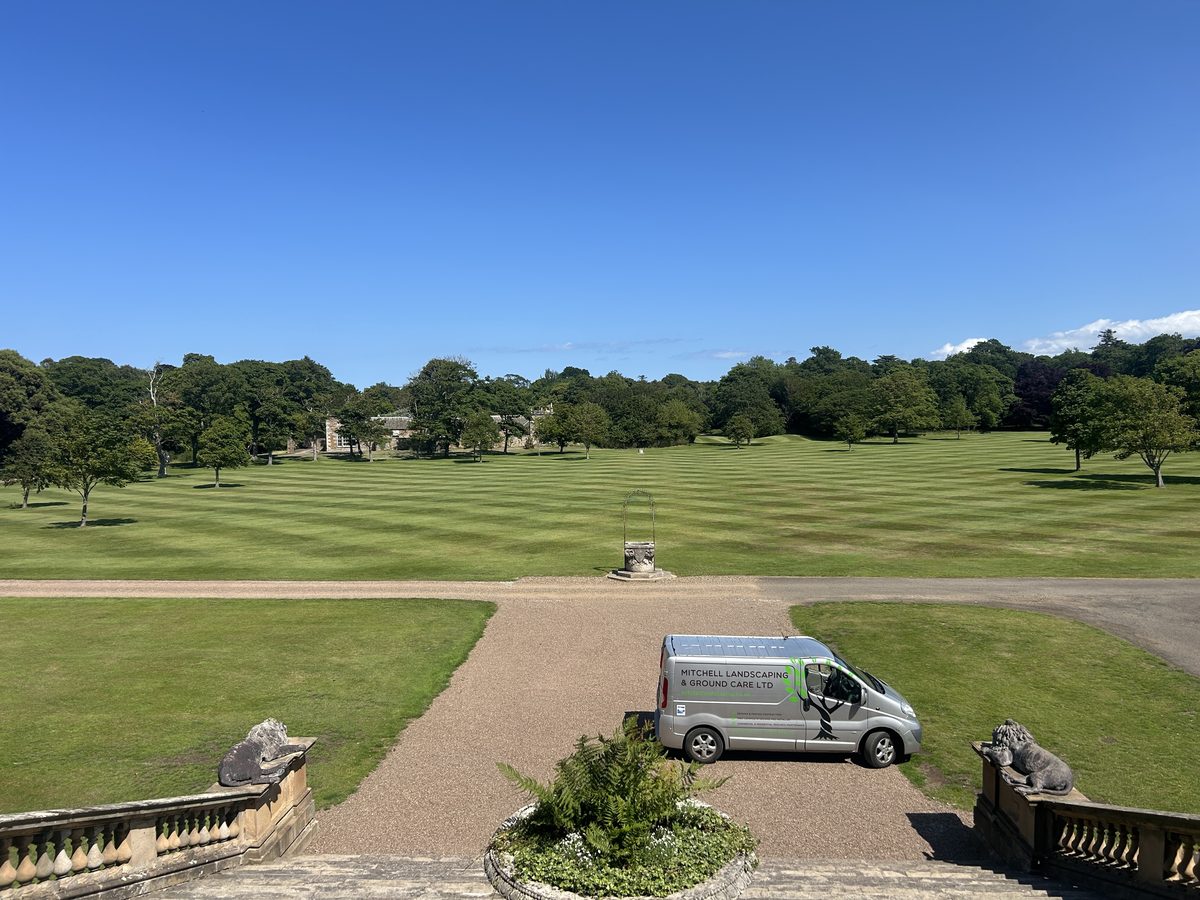 A Mitchell Landscaping and Ground Care van on an East Lothian estate, East Lothian Trusted Trader member