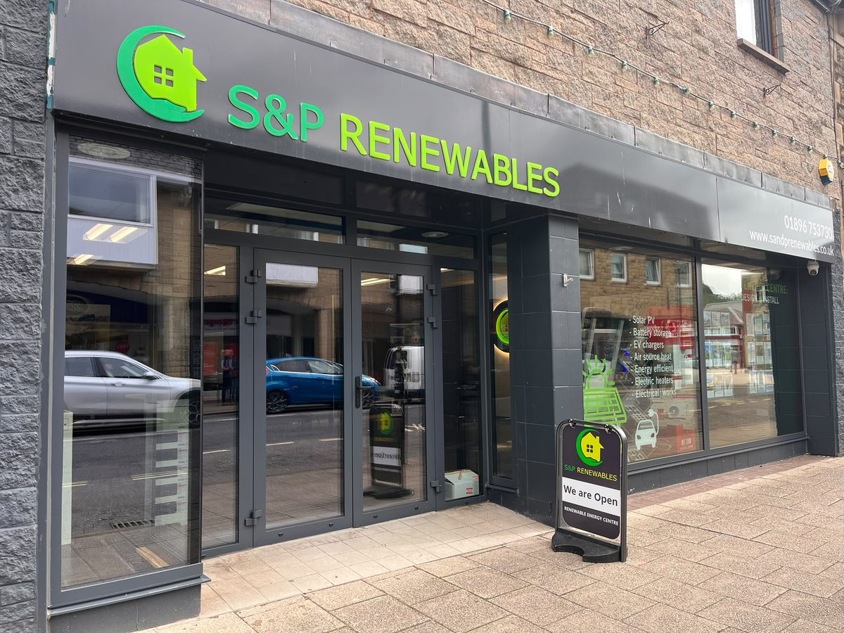 The S and P Renewables shop on Channel Street in Galashiels, Scottish Borders Trusted Trader member
